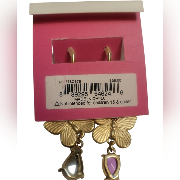 Betsey Johnson Blue and Pink Butterfly Mismatch Earrings - Picture 5 of 6